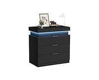 Casainc Nightstand storage table with Charging Station and Led Lights