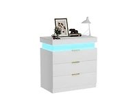 Casainc Nightstand storage table with Charging Station and Led Lights
