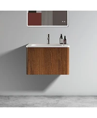 Casainc Etna 24" Floating Vanity With Ceramic Sink and Striped Surface, Pre-Assembled Unit