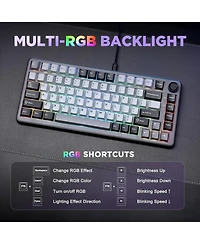 Yunzii B75 Mechanical Keyboard,75% Layout with Knob,Hot Swappable Rgb Backlit Gasket Mounted,Creamy Typing,Double-Shot Pbt Keycaps,Cherry Profile,for