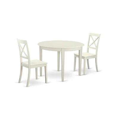 East West Furniture 3 Pc Dining room set for 2-Small Kitchen Table and 2 Kitchen Chairs