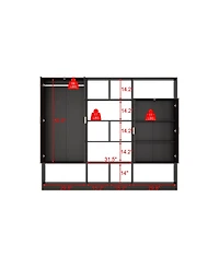 Homsee Black multifunctional wardrobe with storage compartments, bedroom Armoire, Closet