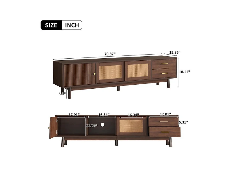 Casainc Modern Storage Cabinet Farmhouse Tv Stand with Sliding Doors and Drawer