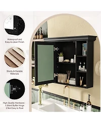 Casainc 35" x 28" Wall Mounted Medicine Cabinet with Mirror Door and 6 Open Shelves, Modern Bathroom
