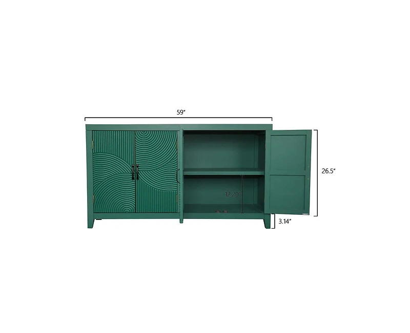 Casainc 59" Green Accent Storage Cabinet with 4 Doors