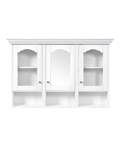 Casainc 47" Wall Mounted Cabinet with Mirror, 3 Adjustable Shelves and Open Storage Compartments