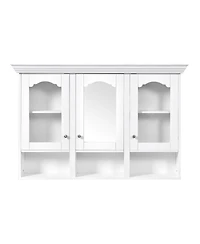 Casainc 47" Wall Mounted Cabinet with Mirror, 3 Adjustable Shelves and Open Storage Compartments