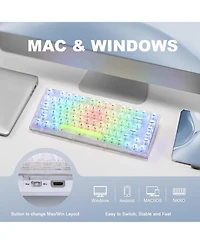 Yunzii X75 Pro 82 Key Wireless Hot Swappable Mechanical Gaming Keyboard with Transparent Keycaps,Gasket Mount,BT5.0/2.4G/Usb-c Crystal Ice Switch, Wir