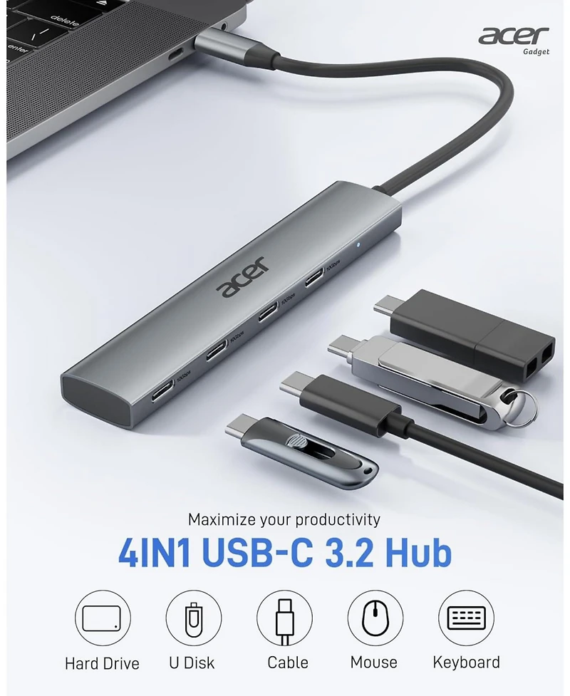 Acer Usb-c Hub, 10Gbps Type-c Splitter with 4 Usb-c 3.2 Ports
