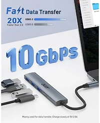 Acer Usb-c Hub 10Gbps, Usb 3.2 Gen 2 Adapter with 3 Usb-a & 1 Usb-c Ports