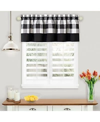 Kate Aurora Modern Country Farmhouse 3 Piece Buffalo Check Plaid Window Curtains & Valance Set