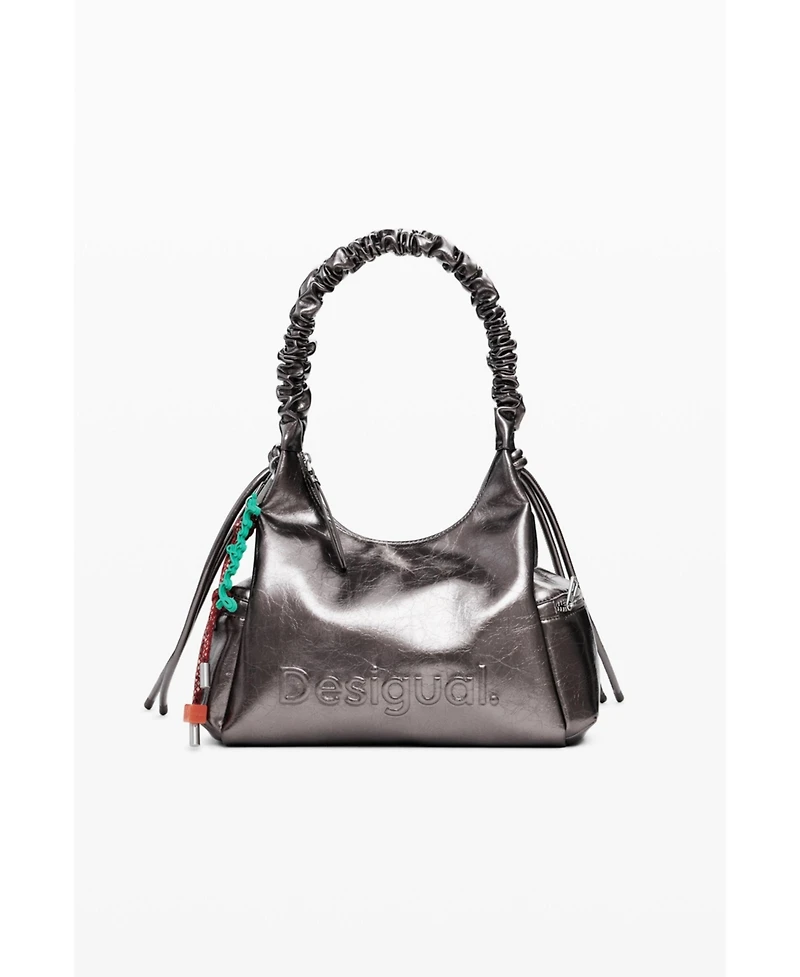 Desigual Women's Metallic medium 3D logo bag with ruched handle