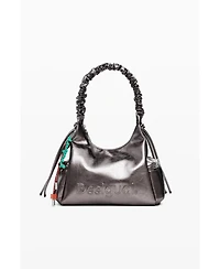 Desigual Women's Metallic medium 3D logo bag with ruched handle