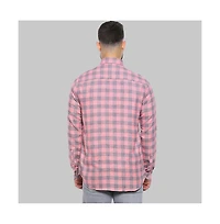 Campus Sutra Men's Blush Pink & Moon Grey Tartan Plaid Shirt
