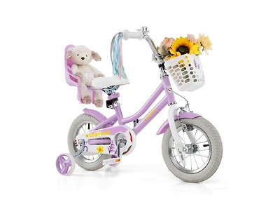 Akiudex Kids Bike with Basket and Doll Seat for Girls Ages 3 to 8