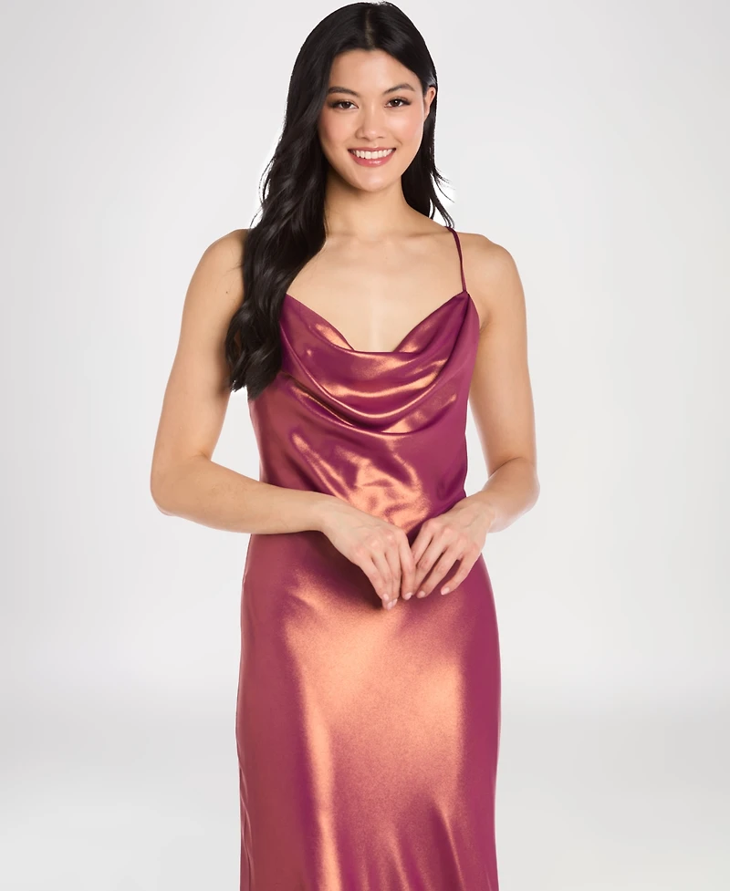 Morgan & Company Juniors Sleeveless Cowl Neck Long Dress