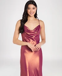 Morgan & Company Juniors Sleeveless Cowl Neck Long Dress