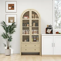 Casainc 70" Tall Arched Pantry Cabinet with Adjustable Shelves for Kitchen or Living Room