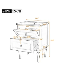Casainc 24" Bathroom Vanity Cabinet with Ceramic Sink Combo and 2 Drawers, Solid Wood Frame