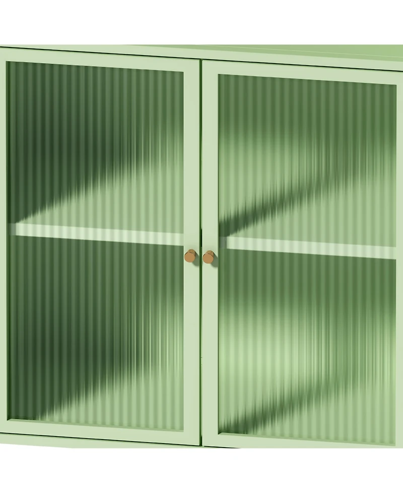 Casainc 45.28" Freestanding Bathroom Floor Cabinet With Glass Door and Open Storage Shelves