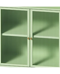 Casainc 45.28" Freestanding Bathroom Floor Cabinet With Glass Door and Open Storage Shelves