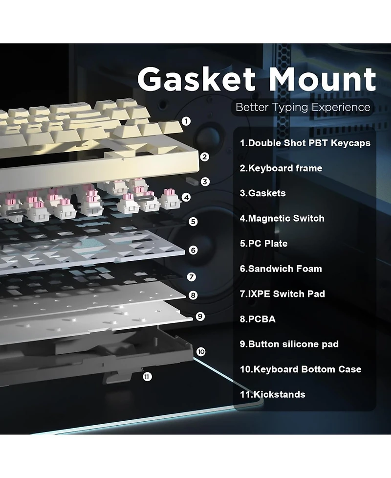 Yunzii RT68 Rapid Trigger Gaming Keyboard,Hall Effect Magnetic Switch,68 Keys,RGB Backlit RGB,Gasket Mount Hot Swap Struture,Adjustable Actuation Tkl