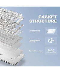 Yunzii X75 82 Key Hot Swappable Mechanical Keyboard with Transparent Keycaps, 75% Layout Gasket Mount Rgb Backlit Crystal White Switch, Wired