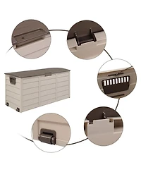 Yescom 75Gal 260L Deck Storage Box for Tools Cushions Toys Seat Lockable Brown