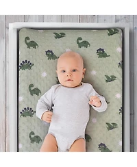 The Peanutshell Changing Pad Cover for Baby Boys, Green Dino Minky