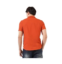 Campus Sutra Men's Burnt Orange Textured Regular Fit Casual Shirt