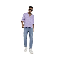 Campus Sutra Men's Lavender Minimal Aztec Shirt
