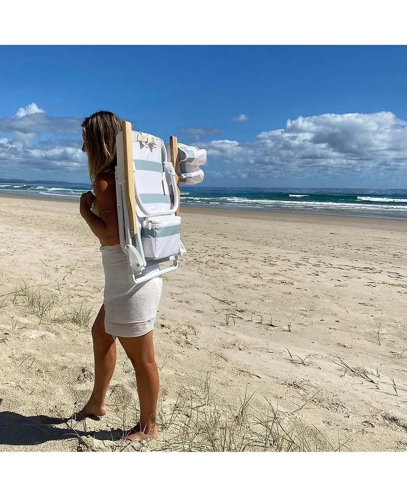 Sunnylife Deluxe Beach Chair: La Palma Sage Stripe