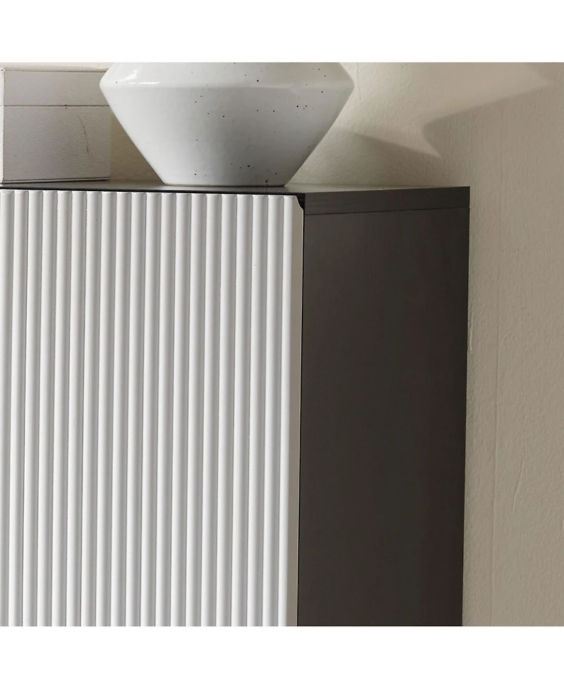 Kings Brand Furniture George Console Table for Entryway, Wood Sofa Table, Elegant Hallway Tables (Black Frame, White Door)