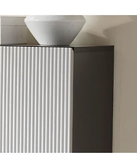 Kings Brand Furniture George Console Table for Entryway, Wood Sofa Table, Elegant Hallway Tables (Black Frame, White Door)