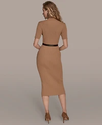 Donna Karan New York Women's Knit Short Sleeve Midi Dress