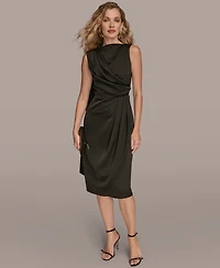 Donna Karan New York Women's Satin Scarf Sheath Midi Dress