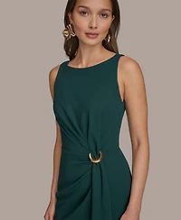 Donna Karan New York Women's Crepe Hardware A-Line Midi Dress