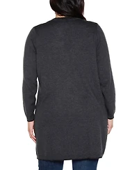 Belldini Plus Embroidered Open-Front Cardigan Sweater