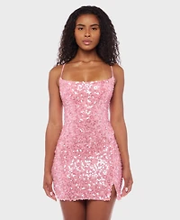 Alex & Sophia Juniors' Scoop Neck Mesh Dress