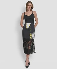 Dkny Women's V-Neck Paneled Midi Dress