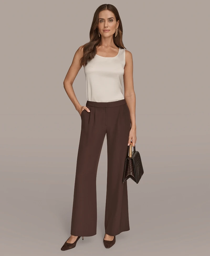 Donna Karan New York Women's Petites High Waist Wide Leg Pants, Regular & Petite