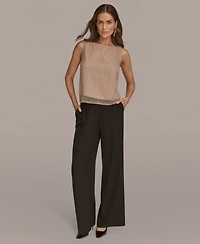 Donna Karan New York Women's Petites Sleeveless Boat Neck Tank Top, Regular &