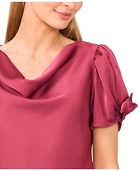 CeCe Women's Cowl Neck Bubble Short Sleeves Top