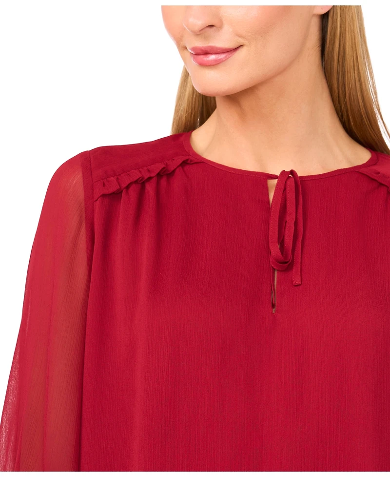 CeCe Women's Long Sleeve Ruffle Detail Top