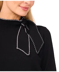 CeCe Women's Scarf Tie Neck Sweater