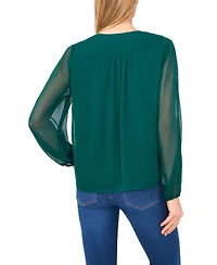 CeCe Women's Long Sleeve Ruffle Detail Top