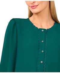 CeCe Women's Long Sleeve Button Down Blouse