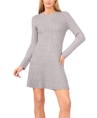 CeCe Women's Long Sleeve Ribbed Sweater Dress