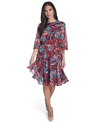 Jessica Howard Petite Printed Fit and Flare Chiffon Dress