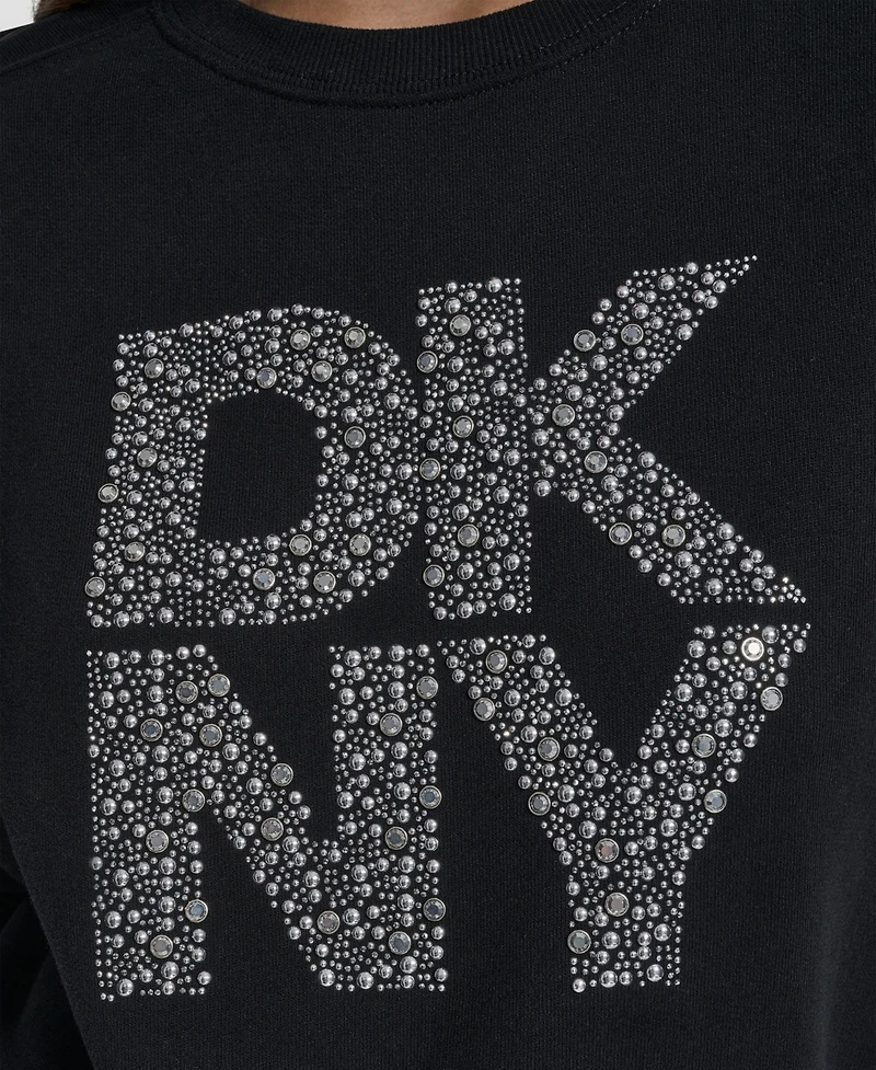 Dkny Jeans Women's Rhinestone Crew Neck Sweatshirt